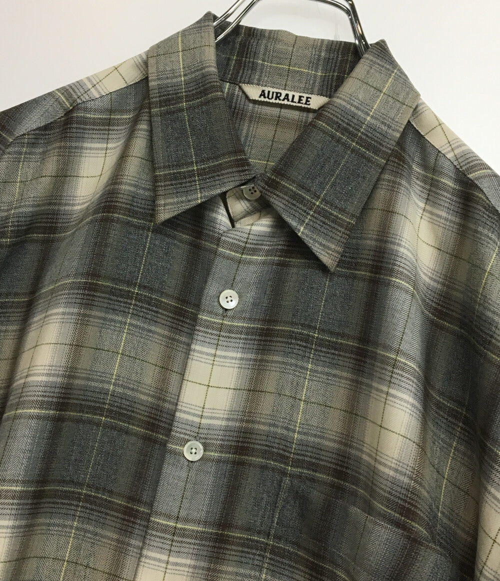 オーラリー 美品 長袖シャツ SUPER LIGHT WOOL CHECK SHIRTS 22AW A22AS01LC メンズ SIZE 4 AURALEE