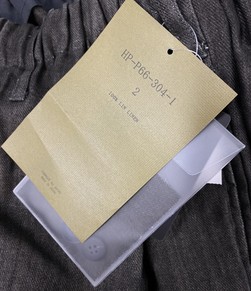 美品 YOHJI YAMAMOTO POUR HOMME ギャザーパンツ INK DYED TWILL GATHER CROPPED PANTS 25ss HP-P66-304 メンズ SIZE 2 ヨウジヤマモトプールオム