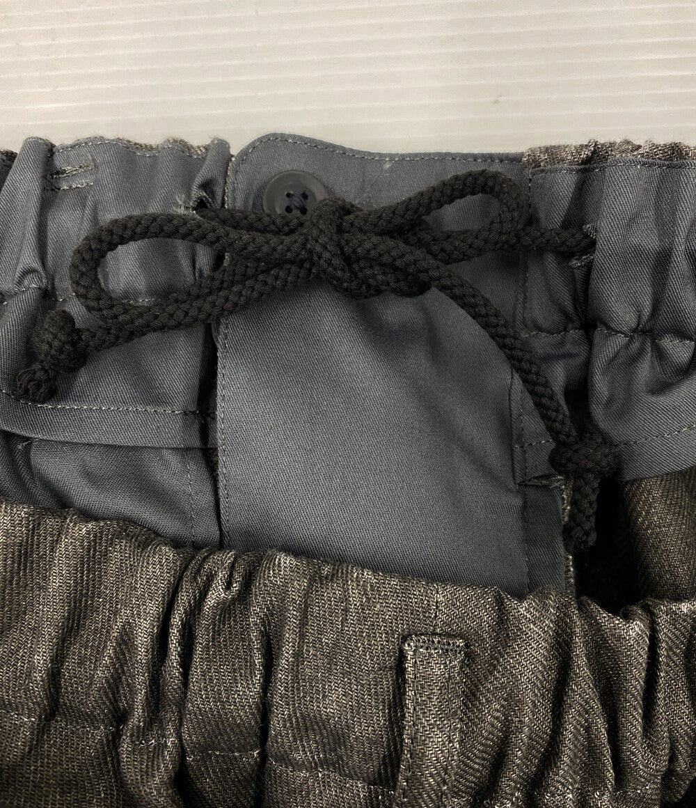 美品 YOHJI YAMAMOTO POUR HOMME ギャザーパンツ INK DYED TWILL GATHER CROPPED PANTS 25ss HP-P66-304 メンズ SIZE 2 ヨウジヤマモトプールオム