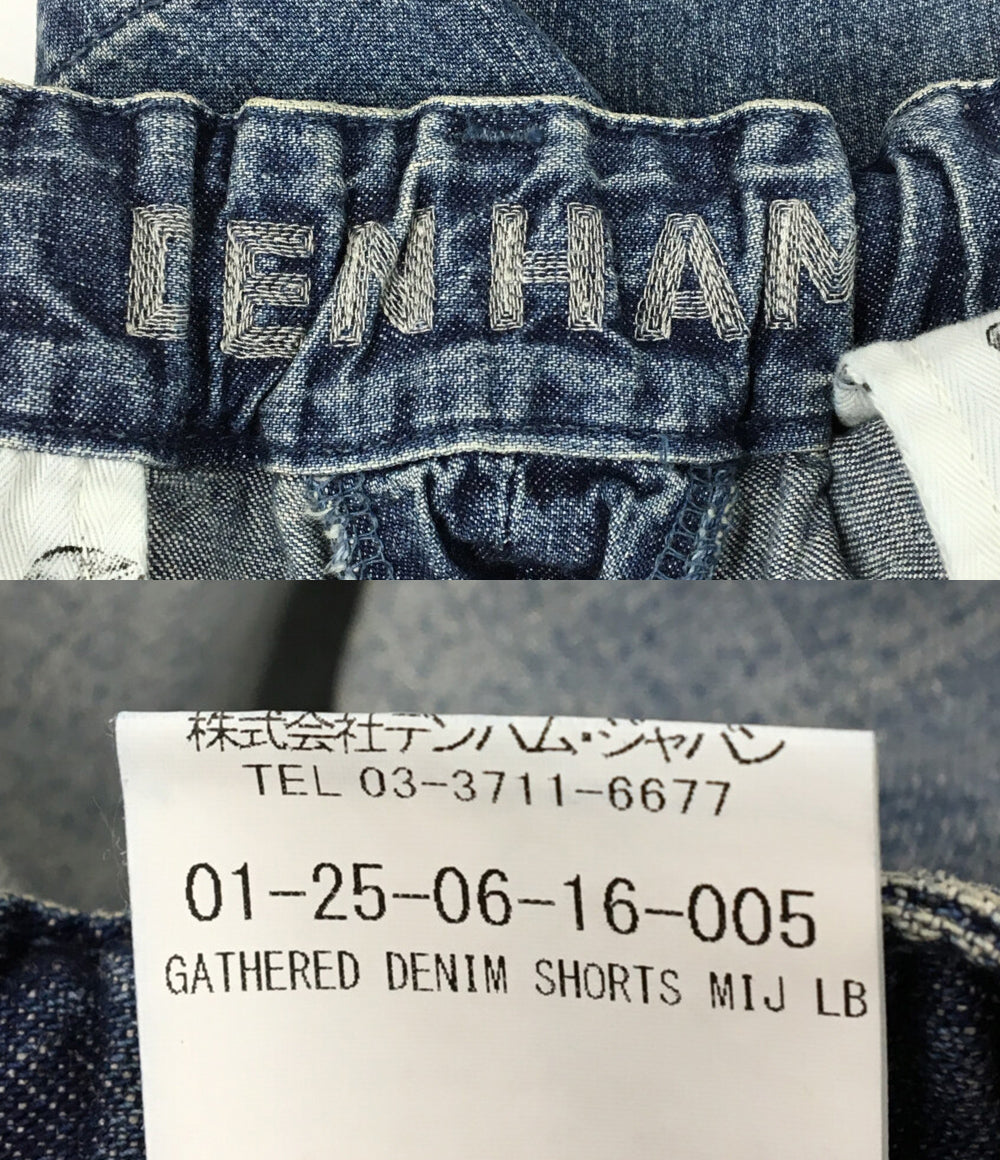 美品 DENHAM デニムショートパンツ GATHERED DENIM SHORTS 01-25-06-16-005 メンズ SIZE L デンハム