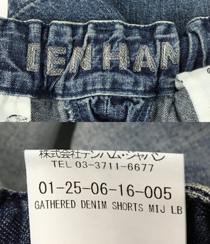美品 DENHAM デニムショートパンツ GATHERED DENIM SHORTS 01-25-06-16-005 メンズ SIZE L デンハム