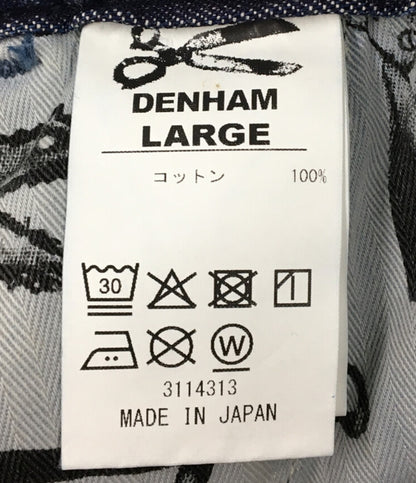 美品 DENHAM デニムショートパンツ GATHERED DENIM SHORTS 01-25-06-16-005 メンズ SIZE L デンハム