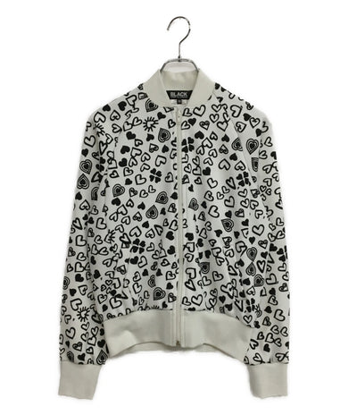 ブラックコムデギャルソン ハート柄ジップブルゾン 22AW 1J-T001 レディース SIZE XS BLACK COMME des GARCONS