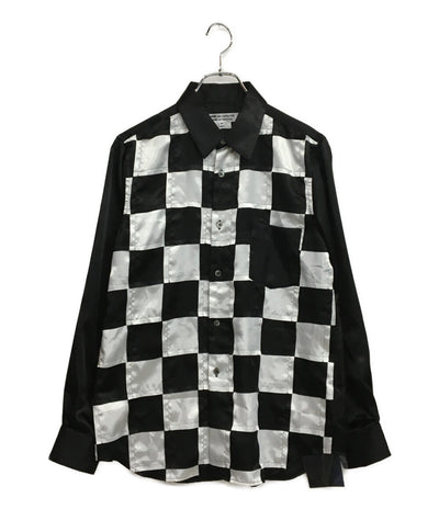 美品 COMME des GARCONS COMME des GARCONS ブロックチェックポリエステル長袖シャツ 25SS RO-B006 レディース SIZE M コムデギャルソン コムデギャルソン