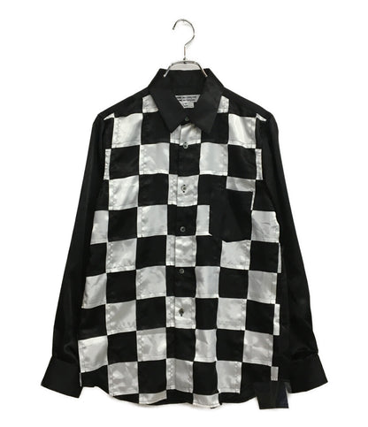 美品 COMME des GARCONS COMME des GARCONS ブロックチェックポリエステル長袖シャツ 25SS RO-B006 レディース SIZE M コムデギャルソン コムデギャルソン