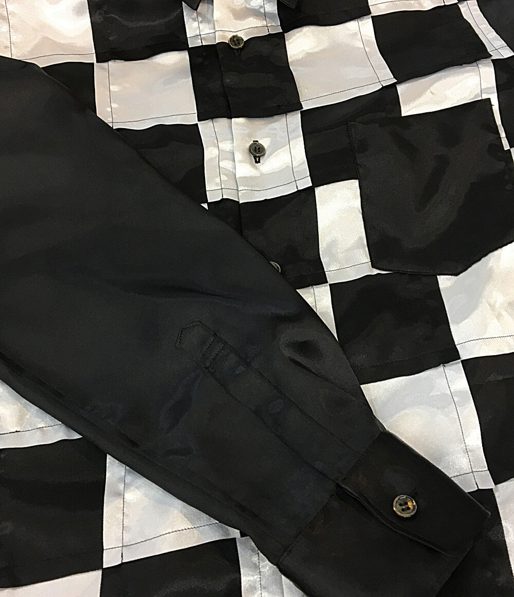 美品 COMME des GARCONS COMME des GARCONS ブロックチェックポリエステル長袖シャツ 25SS RO-B006 レディース SIZE M コムデギャルソン コムデギャルソン