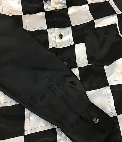 美品 COMME des GARCONS COMME des GARCONS ブロックチェックポリエステル長袖シャツ 25SS RO-B006 レディース SIZE M コムデギャルソン コムデギャルソン