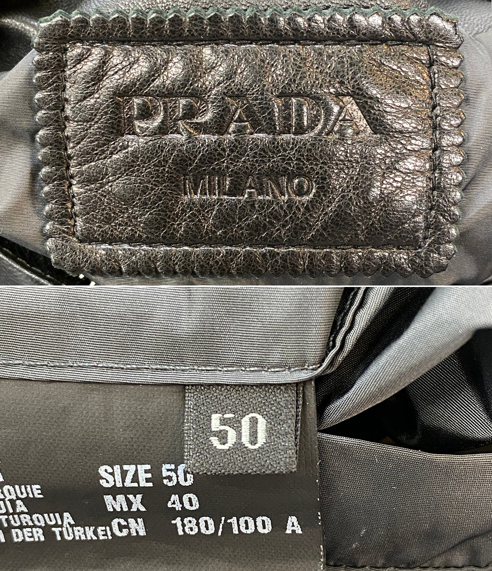 PRADA リバーシブルナイロンレザーブルゾン メンズ SIZE 50 プラダ