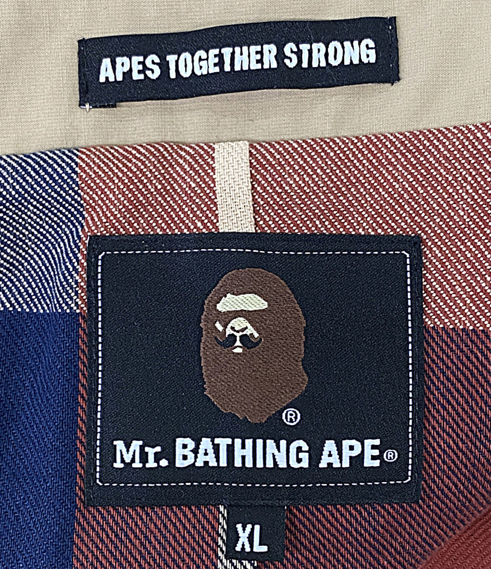 アベイシングエイプ 裏地チェックステンカラーコート メンズ SIZE XL A BATHING APE