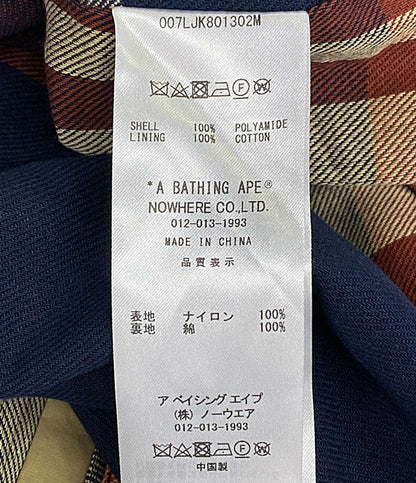 A BATHING APE 裏地チェックステンカラーコート メンズ SIZE XL アベイシングエイプ