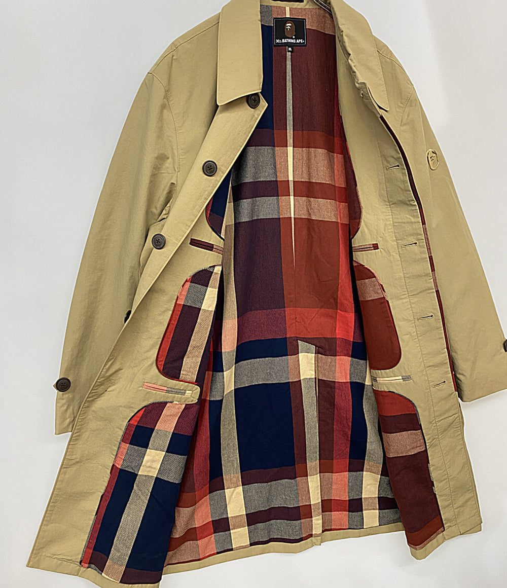 アベイシングエイプ 裏地チェックステンカラーコート メンズ SIZE XL A BATHING APE
