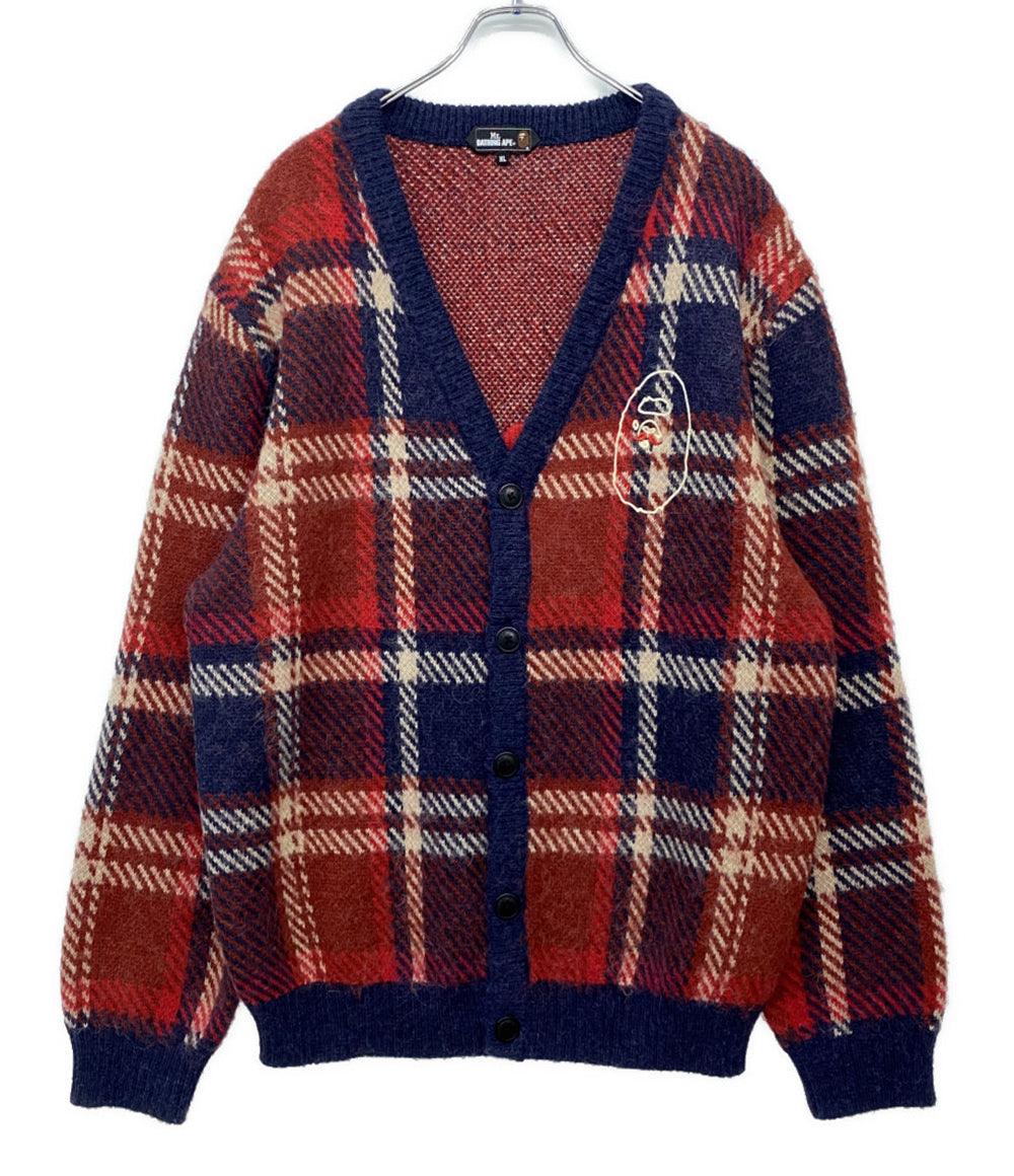 アベイシングエイプ チェックカーディガン ロゴ刺繍 メンズ SIZE XL A