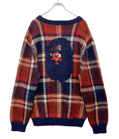 アベイシングエイプ チェックカーディガン ロゴ刺繍 メンズ SIZE XL A BATHING APE