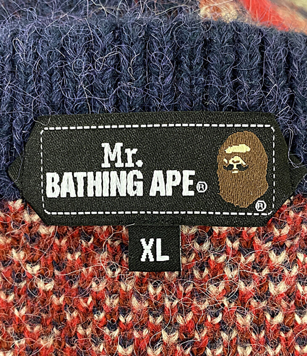 アベイシングエイプ チェックカーディガン ロゴ刺繍 メンズ SIZE XL A BATHING APE