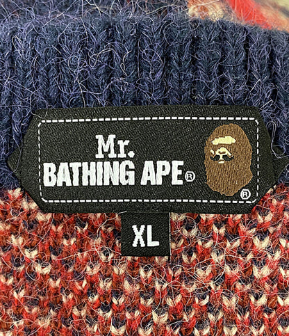 アベイシングエイプ チェックカーディガン ロゴ刺繍 メンズ SIZE XL A BATHING APE