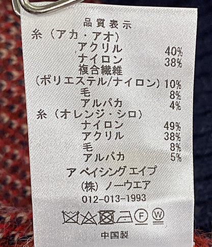 アベイシングエイプ チェックカーディガン ロゴ刺繍 メンズ SIZE XL A BATHING APE