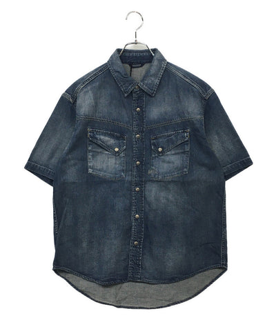 美品 DENHAM 半袖シャツ デニムジャケット EASTERN SHIRT 01-25-04-43-002 メンズ SIZE S デンハム