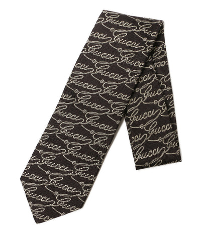 美品 GUCCI ネクタイ 筆記体ロゴ メンズ グッチ