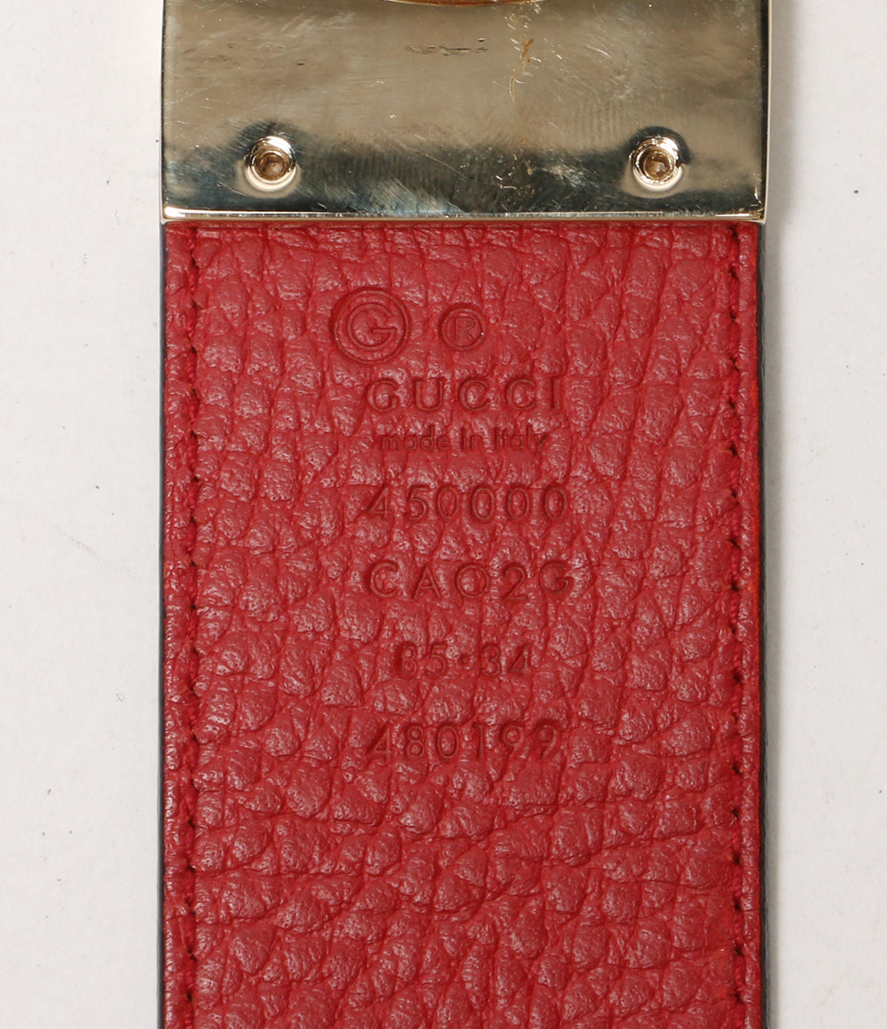 グッチ 450000 リバーシブルレザーベルト レッド×ブラック CA02G