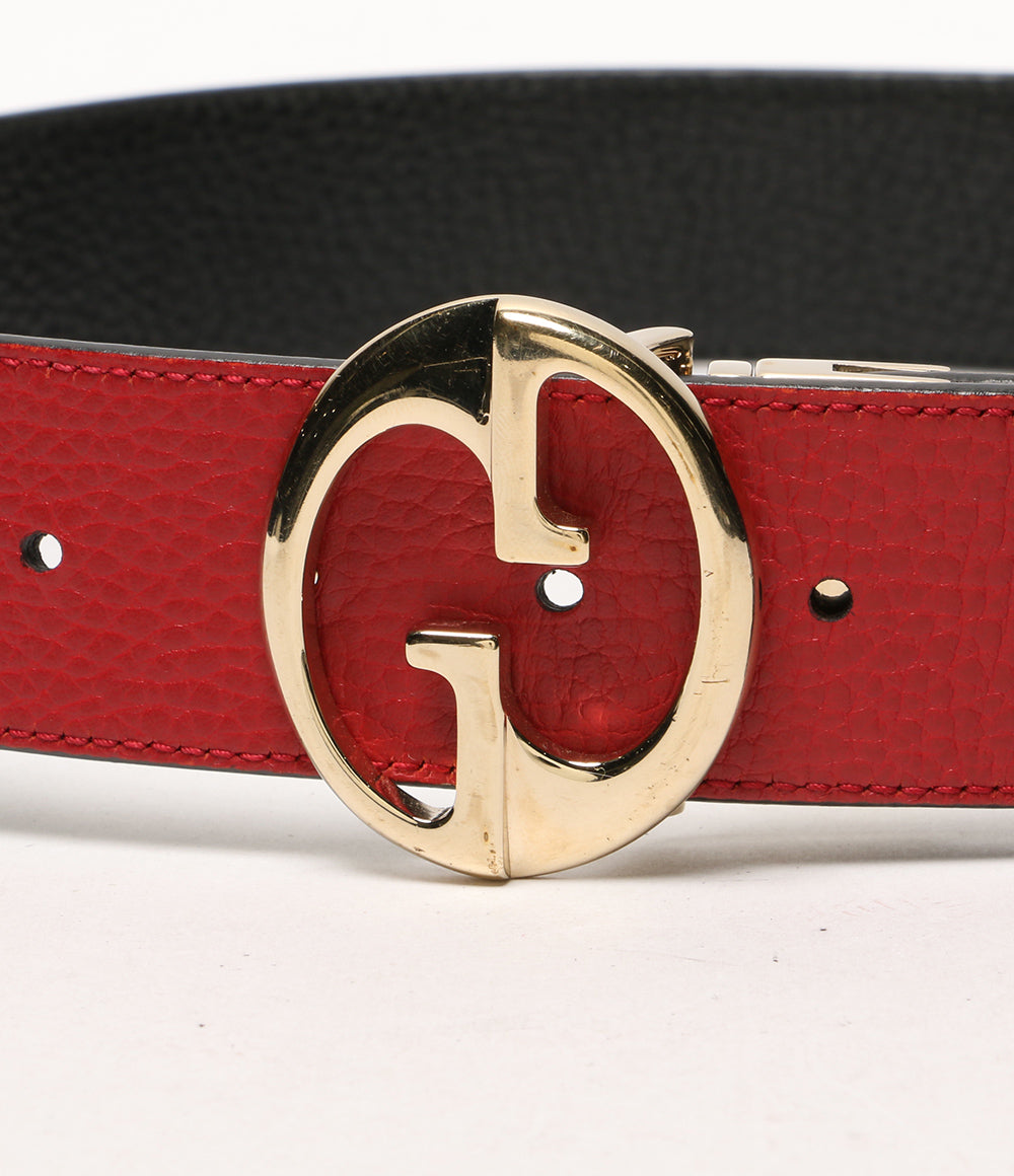 グッチ 450000 リバーシブルレザーベルト レッド×ブラック CA02G