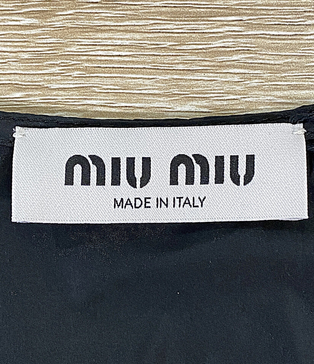 美品 MIU MIU ベスト Technical silk top Black レディース SIZE 42 ミュウ ミュウ
