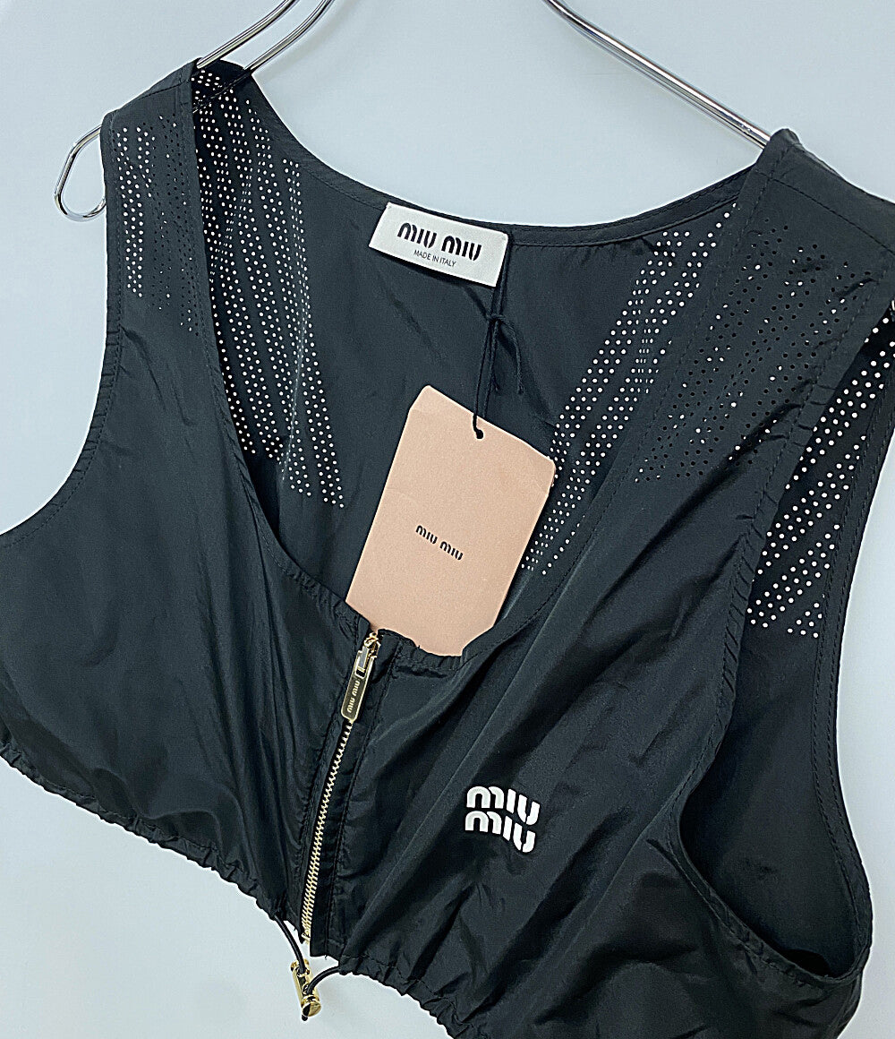 美品 MIU MIU ベスト Technical silk top Black レディース SIZE 42 ミュウ ミュウ