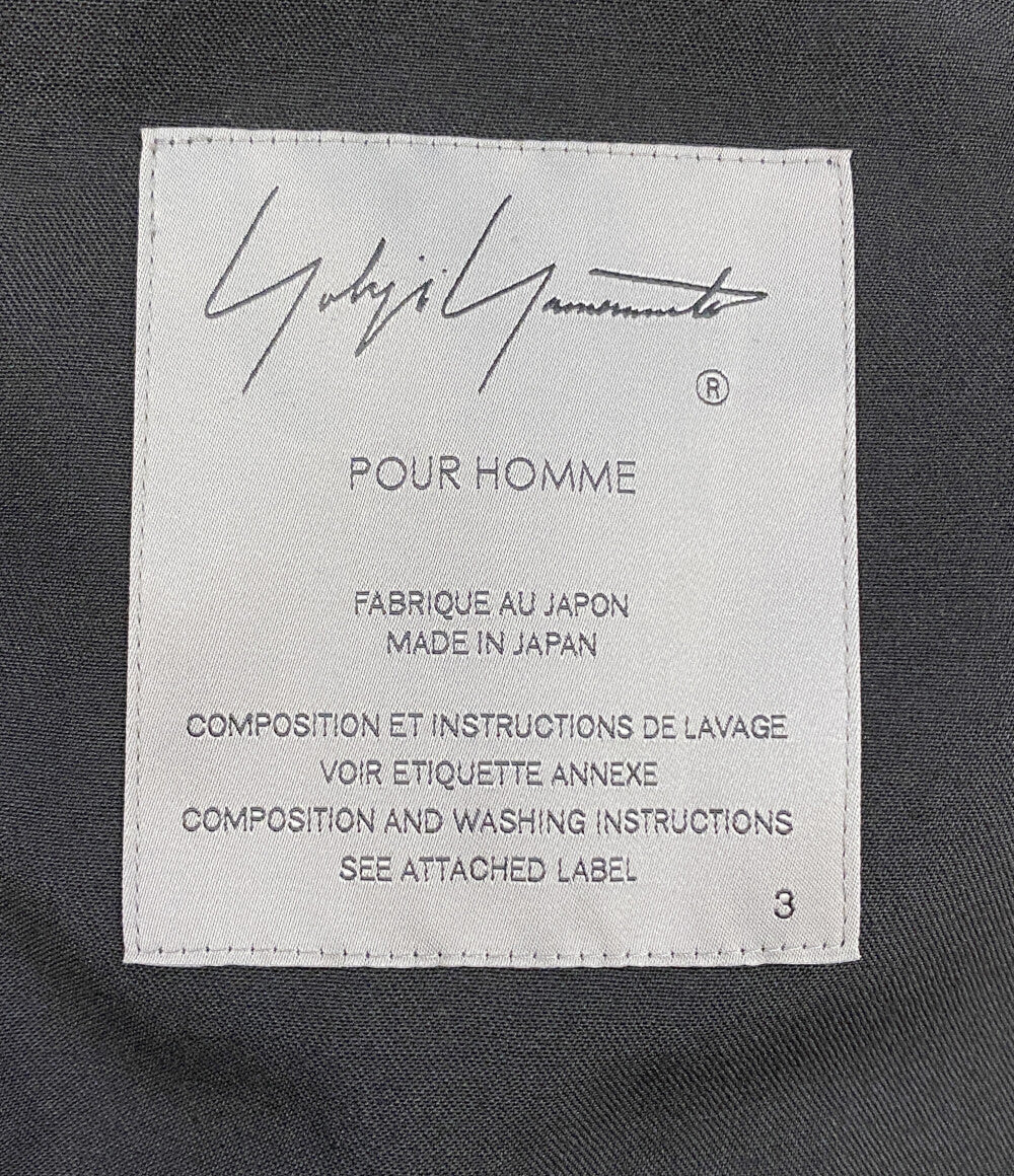ヨウジヤマモトプールオム 美品 テーラードジャケット WOOL GABARDINE ASYMMETRY LAPEL JACKET 25SS HP-J07-100 メンズ SIZE 3 YOHJI YAMAMOTO POUR HOMME