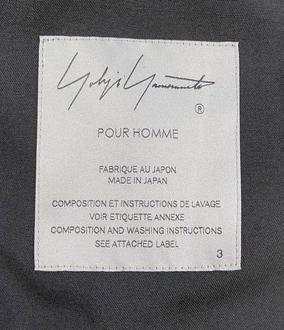 ヨウジヤマモトプールオム 美品 テーラードジャケット WOOL GABARDINE ASYMMETRY LAPEL JACKET 25SS HP-J07-100 メンズ SIZE 3 YOHJI YAMAMOTO POUR HOMME