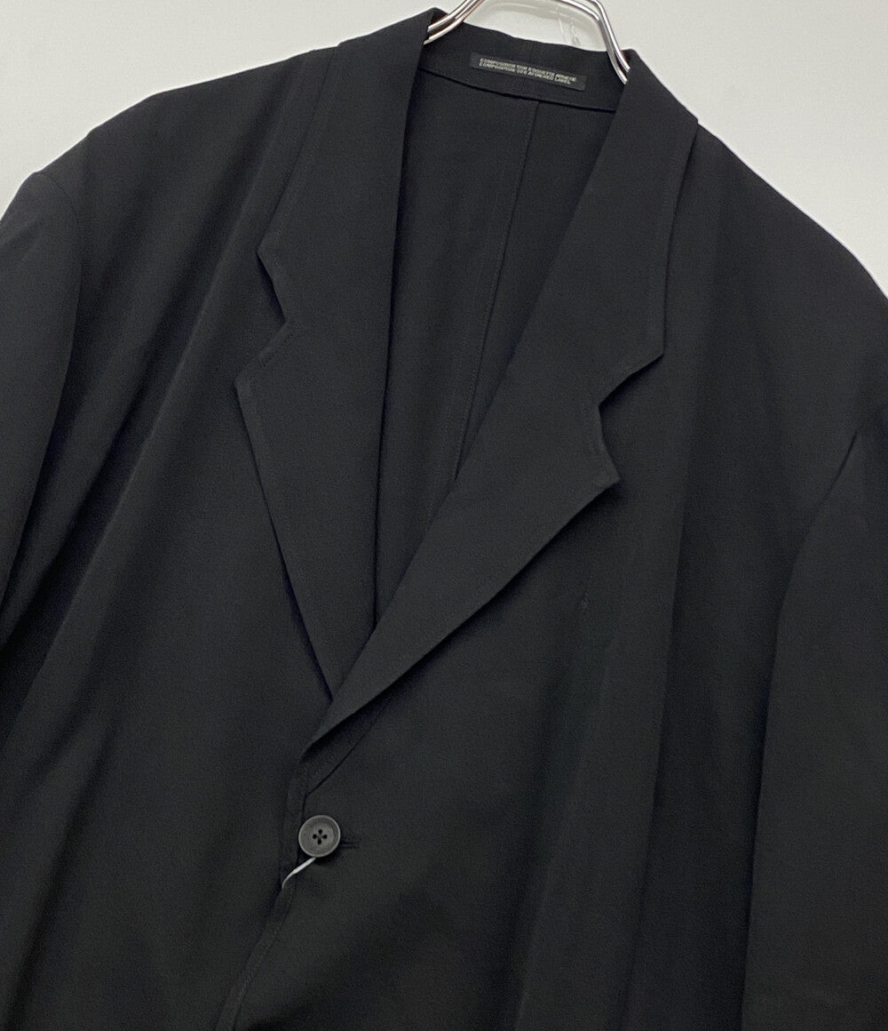 ヨウジヤマモトプールオム 美品 テーラードジャケット WOOL GABARDINE ASYMMETRY LAPEL JACKET 25SS HP-J07-100 メンズ SIZE 3 YOHJI YAMAMOTO POUR HOMME