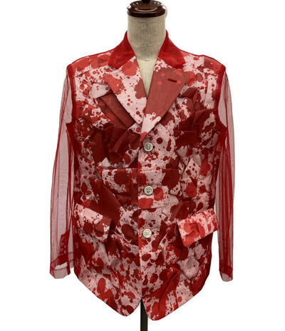 美品 COMME des GARCONS COMME des GARCONS レースレイヤードペンキジャケット 25SS GO-J035 レディース SIZE S コムデギャルソン コムデギャルソン