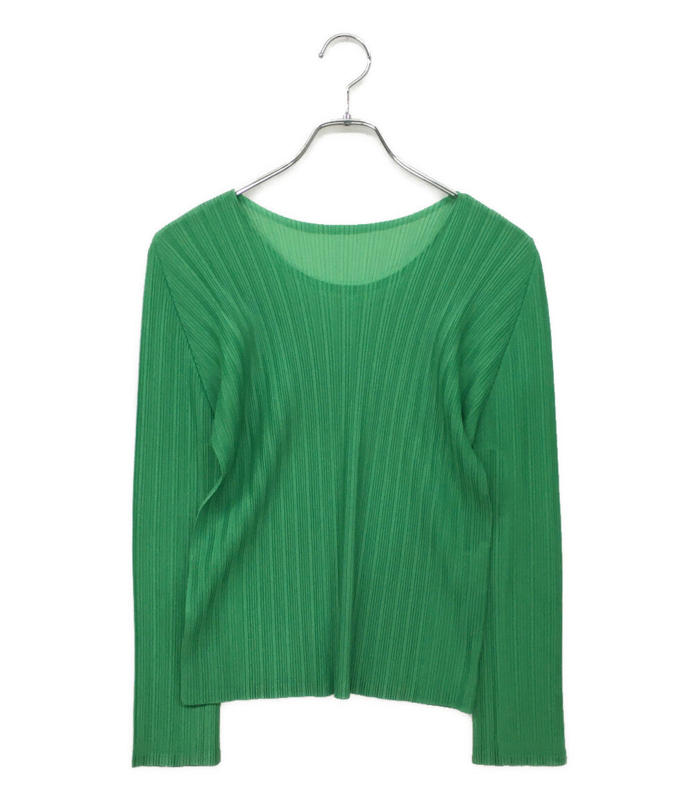 美品 PLEATS PLEASE プリーツ長袖カットソー グリーン PP61-FK301 レディース SIZE 3 プリーツプリーズ