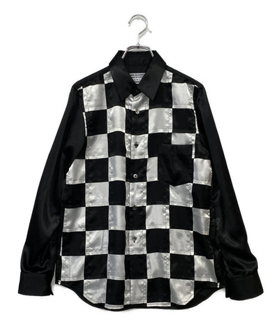 COMME des GARCONS COMME de GARCONS ブロックチェックエステルシャツ レディース SIZE S コムデギャルソン
