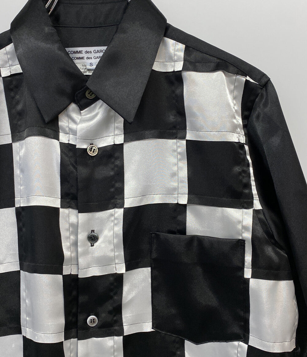 COMME des GARCONS COMME de GARCONS ブロックチェックエステルシャツ レディース SIZE S コムデギャルソン
