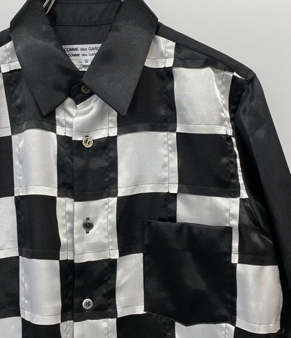 COMME des GARCONS COMME de GARCONS ブロックチェックエステルシャツ レディース SIZE S コムデギャルソン