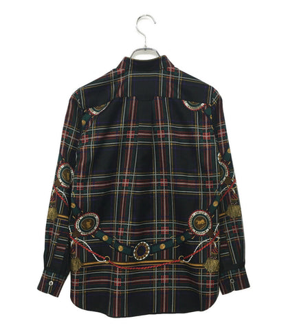 美品 JUNYA WATANABE 長袖シャツ 総柄エステル 25SS JO-B009 レディース SIZE XS ジュンヤワタナベ