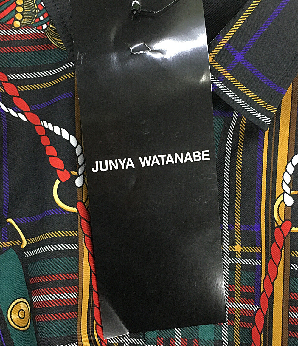 美品 JUNYA WATANABE 長袖シャツ 総柄エステル 25SS JO-B009 レディース SIZE XS ジュンヤワタナベ
