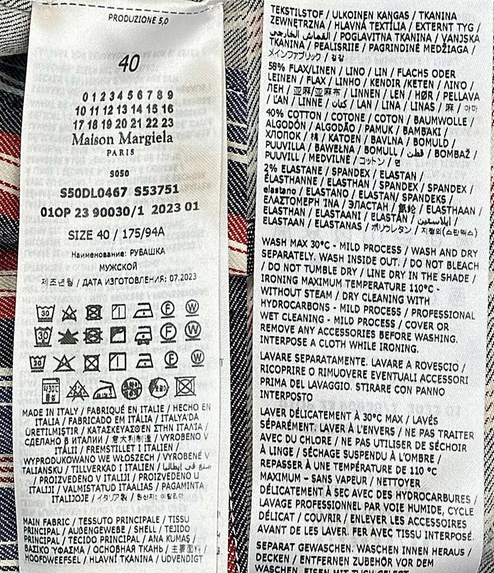 Maison Margiela 10 半袖シャツ カットオフデザインシャツ 23SS S50DL0467 メンズ SIZE 40 メゾンマルジェラ
