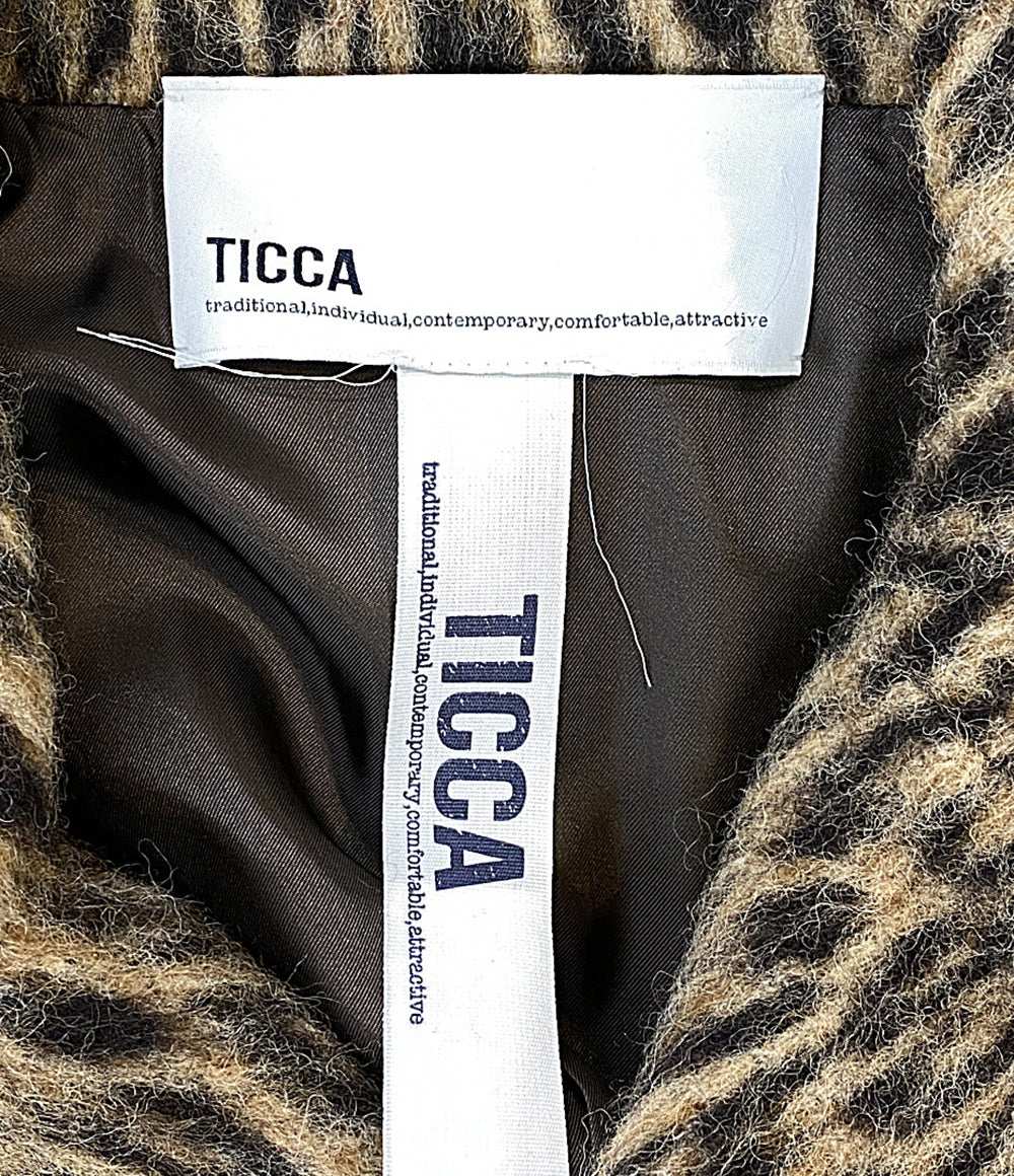 美品 Ticca ティッカ レオパードシャギーピーコート 24AW 0243419252 レディース SIZE F
