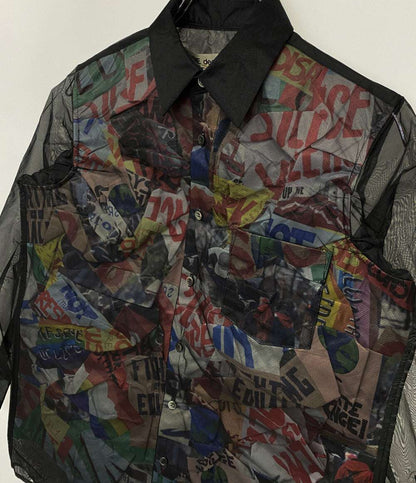 美品 COMME des GARCONS チュールレイヤードプリント長袖シャツ 25SS GO-B007 レディース SIZE XS コムデギャルソン