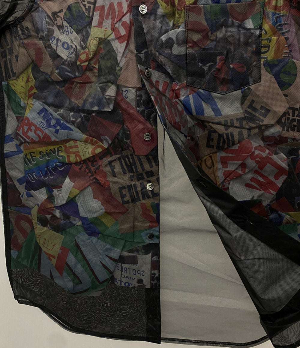 美品 COMME des GARCONS チュールレイヤードプリント長袖シャツ 25SS GO-B007 レディース SIZE XS コムデギャルソン