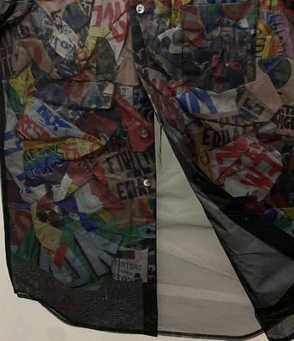 美品 COMME des GARCONS チュールレイヤードプリント長袖シャツ 25SS GO-B007 レディース SIZE XS コムデギャルソン