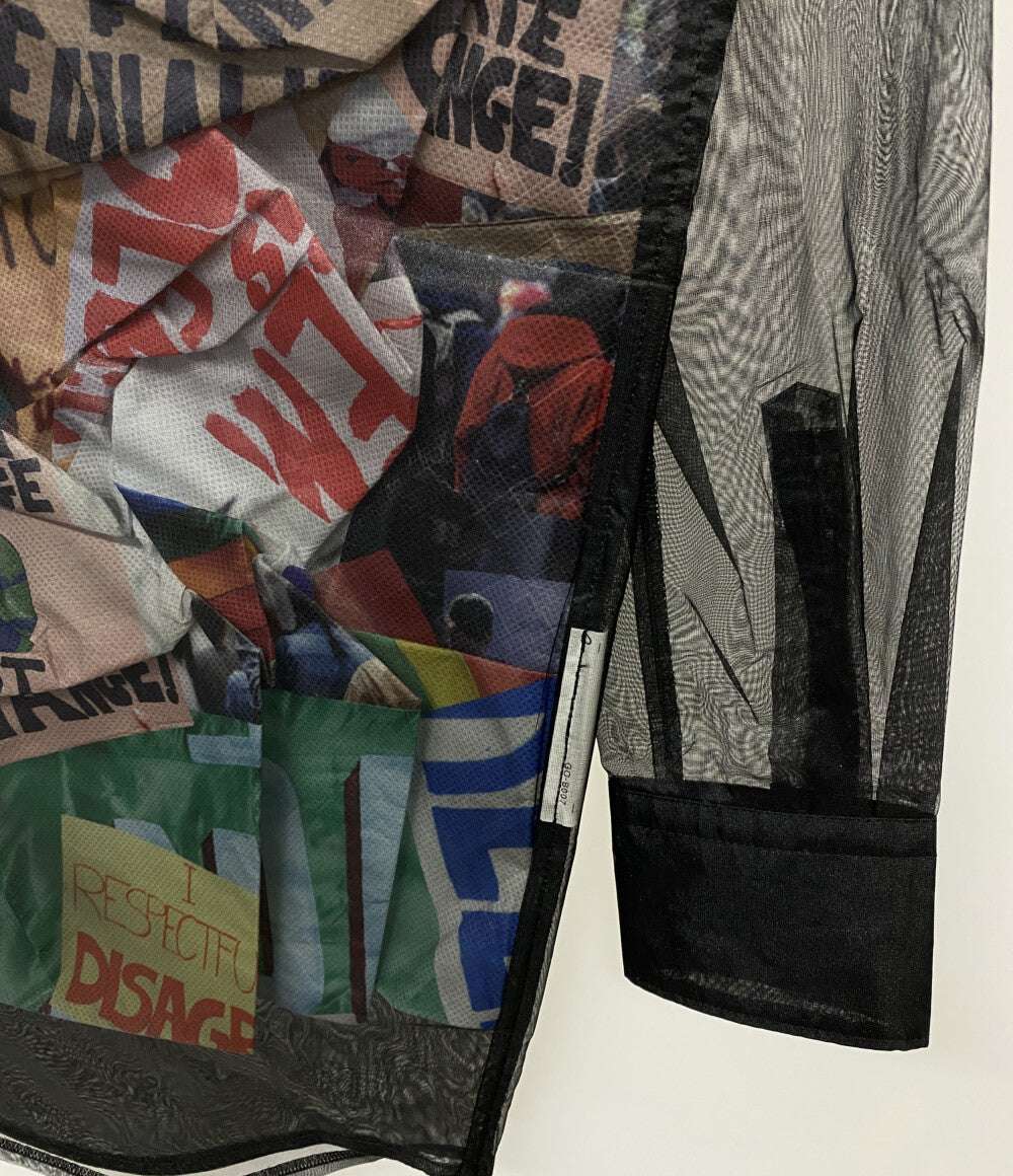 美品 COMME des GARCONS チュールレイヤードプリント長袖シャツ 25SS GO-B007 レディース SIZE XS コムデギャルソン