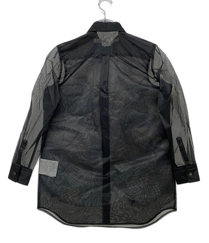 美品 COMME des GARCONS チュールレイヤードプリント長袖シャツ 25SS GO-B007 レディース SIZE XS コムデギャルソン
