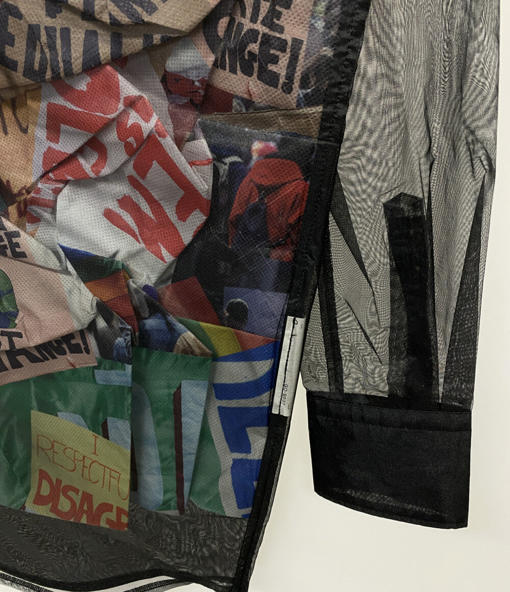 美品 COMME des GARCONS チュールレイヤードプリント長袖シャツ 25SS GO-B007 レディース SIZE XS コムデギャルソン