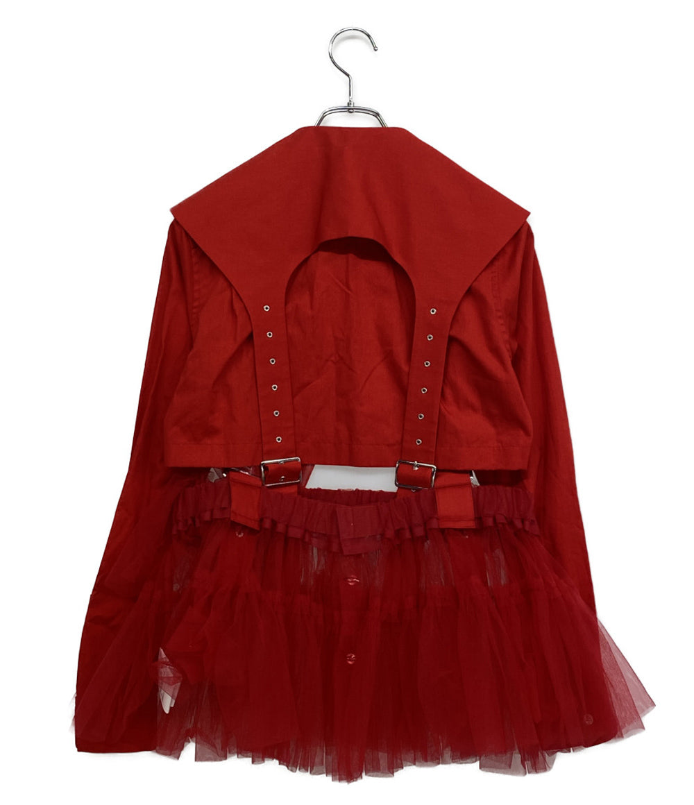 noir kei ninomiya 長袖シャツ 綿ブロード×チュールシャツ 25SS 3O-B001 レディース SIZE XS ノワールケイニノミヤ