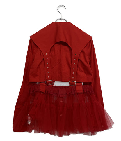 noir kei ninomiya 長袖シャツ 綿ブロード×チュールシャツ 25SS 3O-B001 レディース SIZE XS ノワールケイニノミヤ