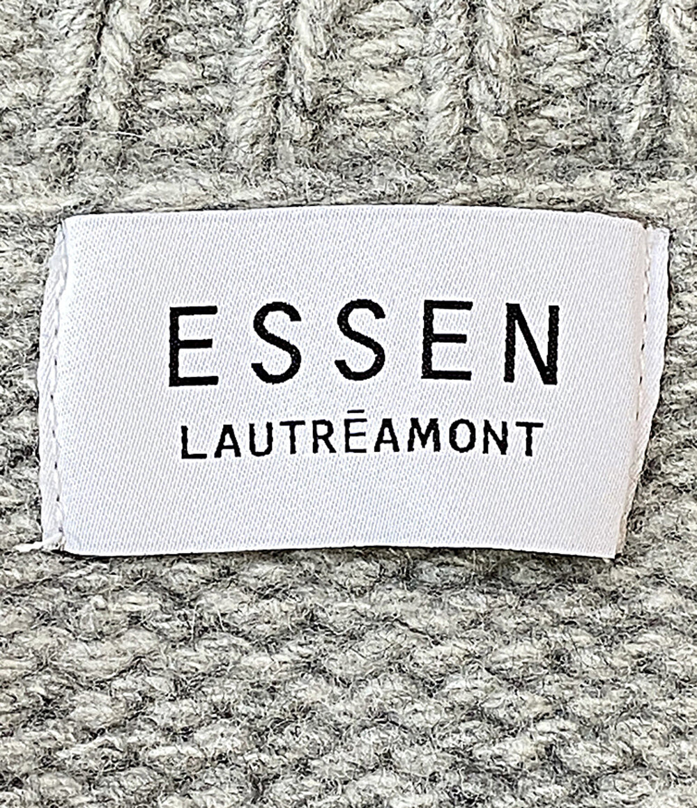 美品 ESSEN エッセン クロップドニット カシミヤ混Vネック 3172-37003 レディース SIZE 38