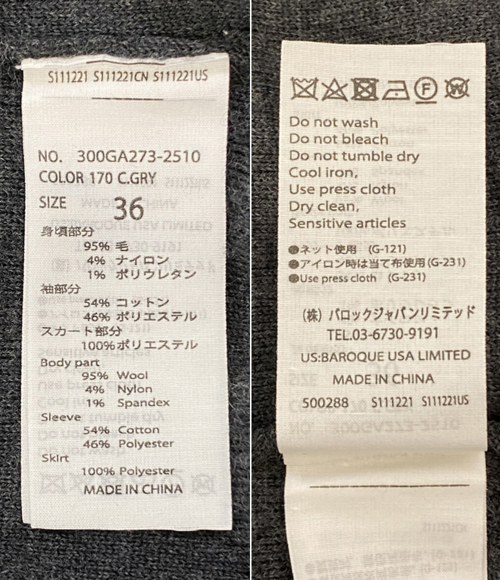 美品 23AW エンフォルド ベストレイヤードドレス 長袖 ロング ワンピース ENFOLD 長袖ワンピース ベストレイヤードドレス レディース SIZE 36