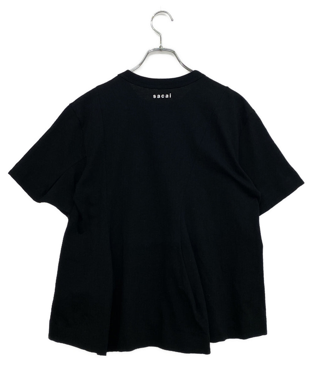 sacai トップス 1 黒 高級ブランド アパレル 大人気 半袖 パフスリーブ 中古・古着通販】sacai (サカイ) ドローコードクロップドTシャツ