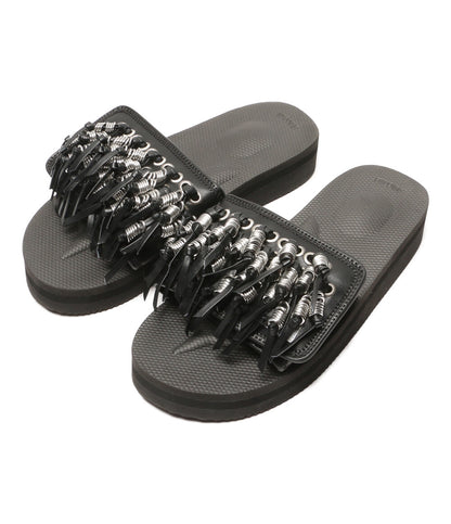 美品 TOGA×SUICOKE スイコック フリンジ SLIDE サンダル ブラック レディース SIZE 25cm トーガ